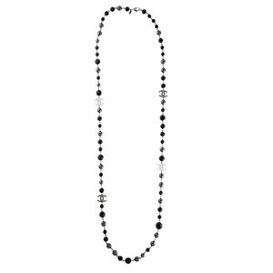 Chanel Faux Pearl & Bead CC Station Necklace